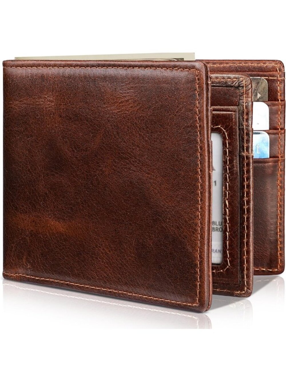 Genuine Leather Bifold Wallet for Men | RFID Blocking, 13 Card Holders, Gift Box
